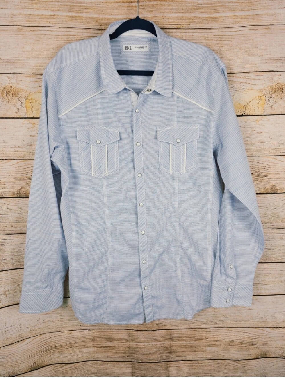 BKE Buckle Men's Long Sleeve Standard Fit Light Blue Shirt Size 2X